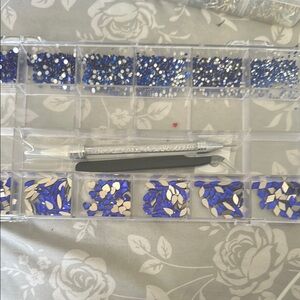 Blue and Silver Rhinestone Nail Art Kit